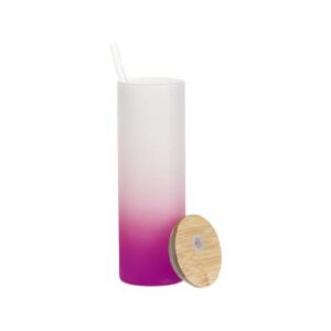 Vaso de vidrio glaseado 20oz con degradado fucsia