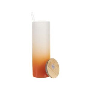 Vaso de vidrio glaseado 20oz con degradado naranja