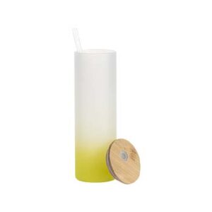 Vaso de vidrio glaseado 20oz con degradado amarillo limón
