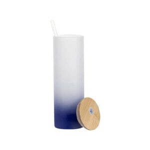 Vaso de vidrio glaseado 20oz con degradado azul