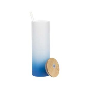 Vaso de vidrio glaseado 20oz con degradado celeste