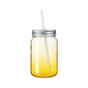 Mason transparente 15oz con degradado amarillo