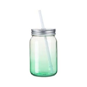 Mason transparente 15oz con degradado verde
