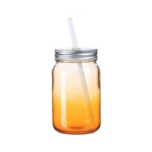 Mason transparente 15oz con degradado naranja
