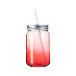 Mason transparente 15oz con degradado rojo