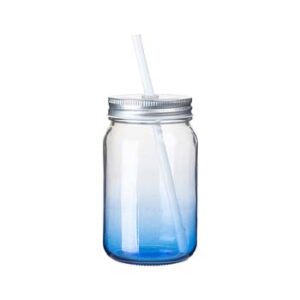Mason transparente 15oz con degradado azul