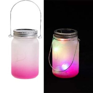 Lámpara masón glaseada fucsia con tapa y cuerda