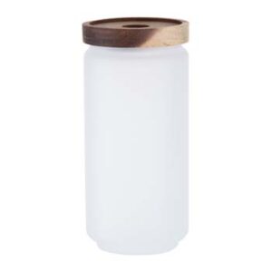Frasco de vidrio glaseado 950ml con tapa de madera