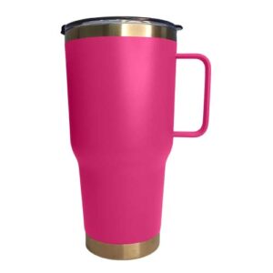 Tumbler 30oz con agarradera fucsia mate (Grabado Láser)