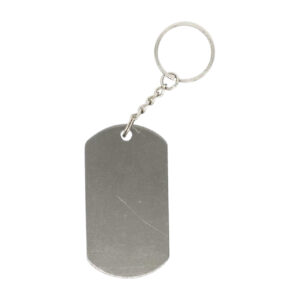 Llavero de acero plata placa militar