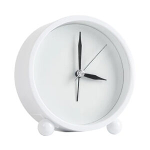 Reloj despertador blanco de mesa redondo 10.5 x 10.7 x 4cm