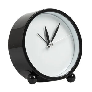 Reloj despertador negro de mesa redondo 10.5 x 10.7 x 4cm