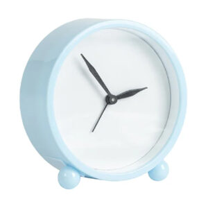Reloj despertador celeste de mesa redondo 10.5 x 10.7 x 4cm