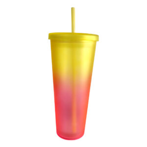 Vaso plástico acrílico Amarillo con degradado  fucsia 24oz