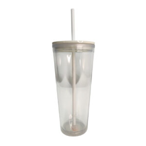 Vaso plástico transparente con tapa y pajilla blanca 22oz evs