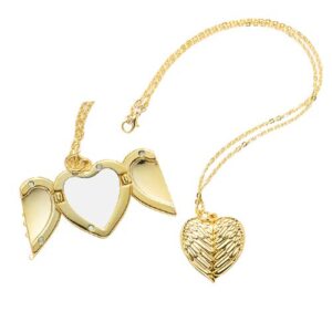 Collar metálico corazón con alas dorado