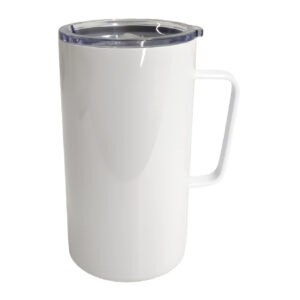 Vaso blanco 600ml con agarradera Acero inoxidable 304 (Sublimación)
