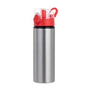 Botella plata 750ml botón press tapa roja