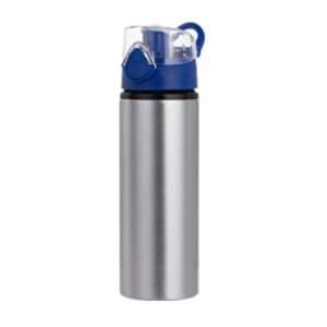 Botella plata 750ml botón press tapa azul