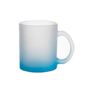 Taza 11oz glaseada de vidrio con degradado celeste