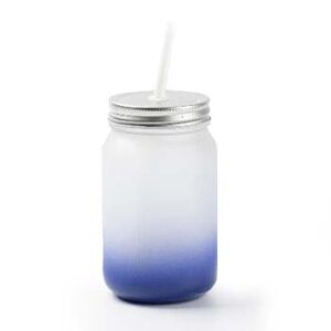 Masón jar glaseado con pajilla y degradado azul