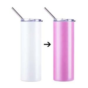 Vaso térmico acero inoxidable 600ml cambia de color con los rayos UV blanco a rosado