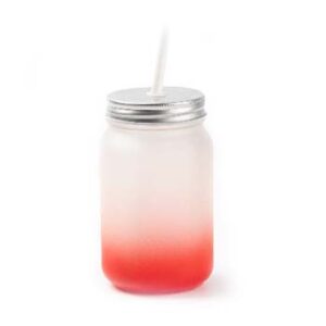 Masón jar glaseado con pajilla y degradado rojo