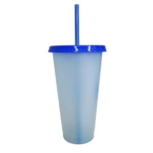 Vaso plástico Azul con tapa y pajilla 24oz cambia de color