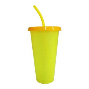 Vaso plástico purpurina Amarillo con tapa y pajilla 24oz cambia de color