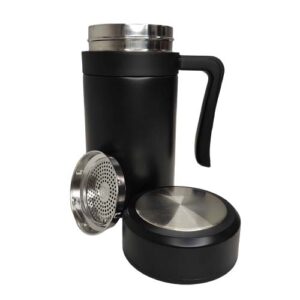 Termo de acero inoxidable Negro con agarradera 450ml (Grabado Láser)