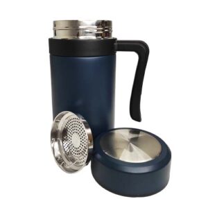Termo de acero inoxidable Azul marino con agarradera 450ml (Grabado Láser)