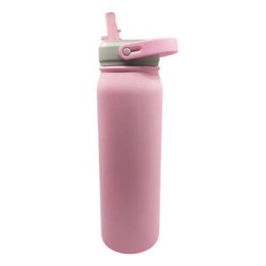 Botella 700ml térmica Rosa con pajilla Acero inoxidable 304 (Grabado Láser)
