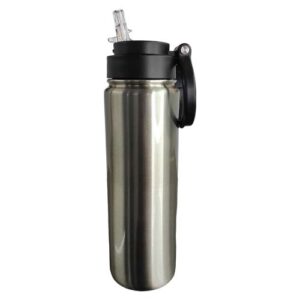 Botella 700ml térmica Plata con agarradera y pajilla Acero inoxidable 304 (Sublimación)