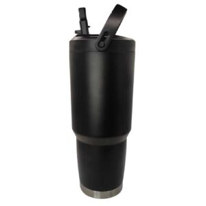 Tumbler 30oz con agarradera y pajilla Negro mate Acero inoxidable 304 (Grabado Láser)