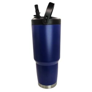 Tumbler 30oz con agarradera y pajilla Azul mate Acero inoxidable 304 (Grabado Láser)