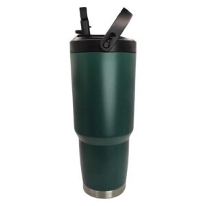 Tumbler 30oz con agarradera y pajilla Verde mate Acero inoxidable 304 (Grabado Láser)