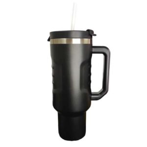 Tumbler 40oz con agarradera  y pajilla Negro mate Acero inoxidable 304 (Grabado Láser)