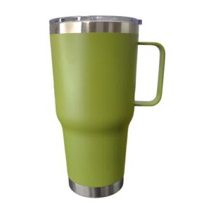 Tumbler 30oz con agarradera verde oliva mate (Grabado Láser)