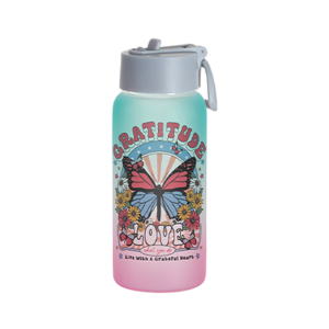 Botella deportiva de vidrio glaseado 25oz degradado verde - rosa