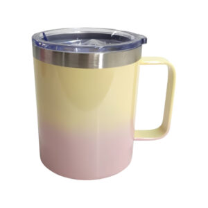 Taza de café degradado crema - rosa con agarradera 350ml Acero inoxidable 304 (Sublimación)