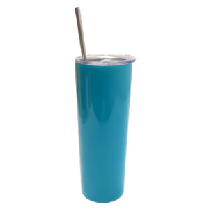 Vaso skinny turquesa con tapa y pajilla 600ml Acero inoxidable 304 (Sublimación)
