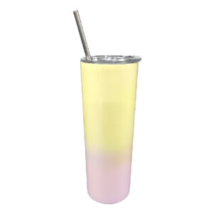 Vaso skinny crema - rosa con tapa y pajilla 600ml Acero inoxidable 304 (Sublimación)