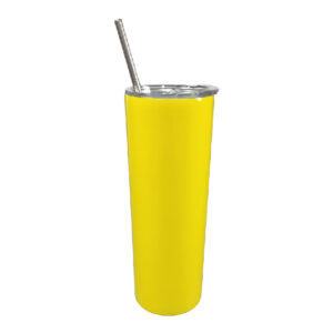 Vaso skinny amarillo limón con tapa y pajilla 600ml Acero inoxidable 304 (Sublimación)