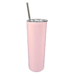 Vaso skinny rosa con tapa y pajilla 600ml Acero inoxidable 304 (Sublimación)