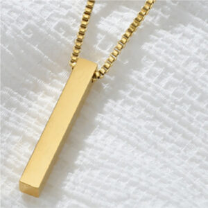 Collar plata con dije rectángular de acero inoxidable