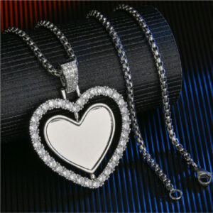 Collar de corazón plata con piedras de aleación de acero inoxidable