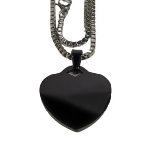 Collar con dije corazón negro de acero inoxidable