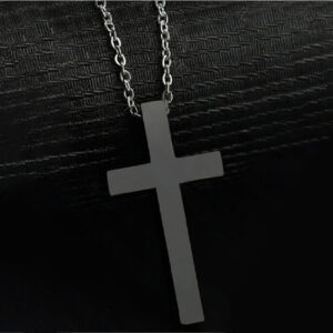 Collar dije de cruz negro de acero inoxidable