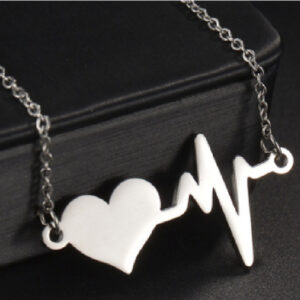 Collar latido de corazón plata de acero inoxidable