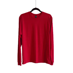Camiseta de Algodón cuello redondo manga larga para Unisex – Rojo – Bones.